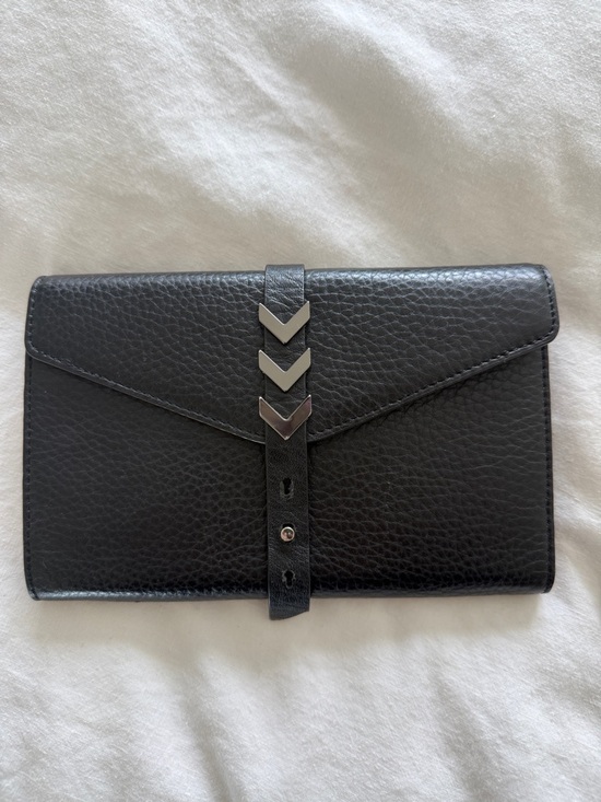 Mackage Handbags - Mackage Black Leather Envelope Wallet with Silver Chevron Accents